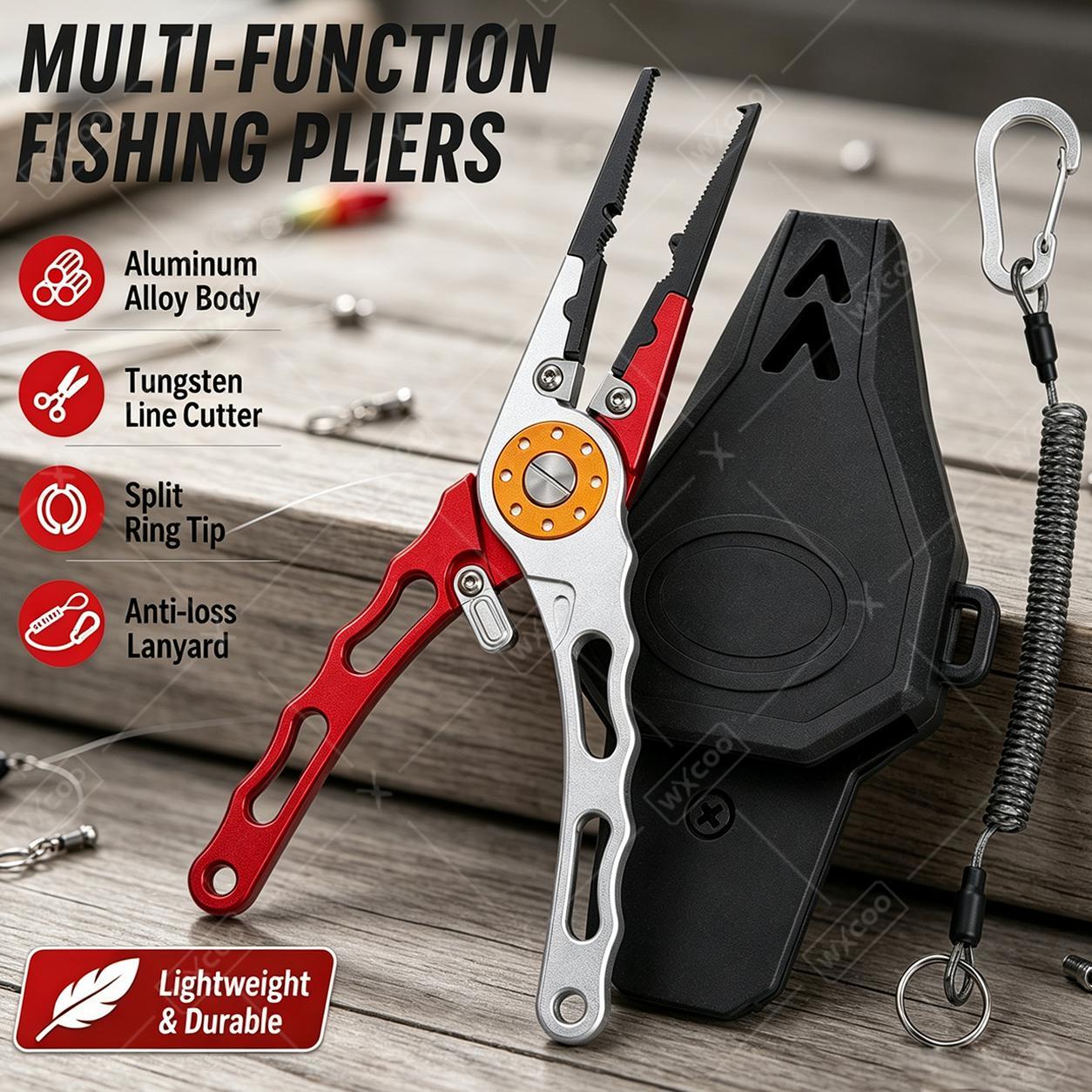 Fishing Hook Sharpener - WXCOO Alicates para Anillos Divididos, Extractor